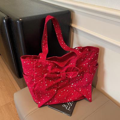 Sac à bandoulière à nœud tendance, sac fourre-tout doux et polyvalent de grande capacité, sac en toile plissé d'été au vent paresseux