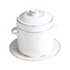 Creative Relief Ceramic Stew Pot Korean Pure White/golden Bone Porcelain Stew Bowl Bird's Nest Steamed Egg Bowl Kitchen Supplies