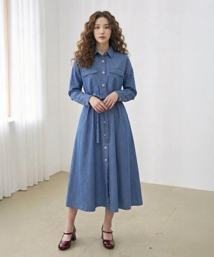 L By L Blue Tencel Denim Dress