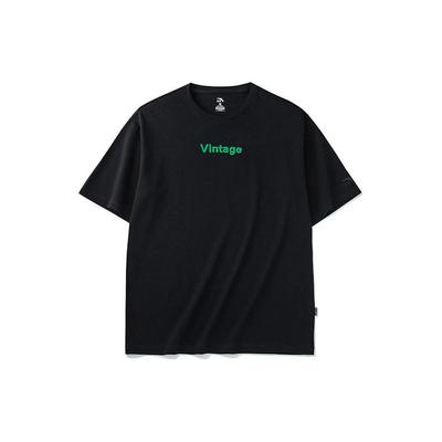 Anta Solid Color Embroidered Letter Crew Neck T-Shirt Unisex Tops Black 962228150-5