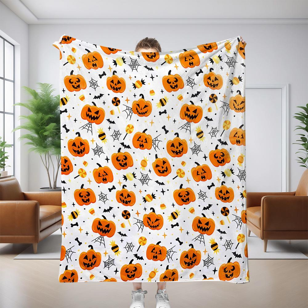 Coperta Zucca Horror di Halloween – Morbido Plaid in Pile di Flanella per Divano, Letto, Riposo & Decorazione di Halloween