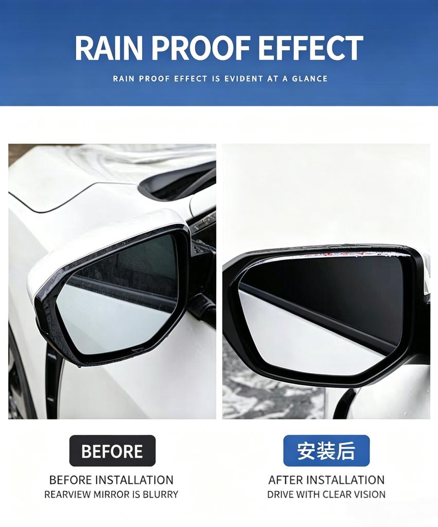 2Pcs Clear & Carbon Fiber Car Rearview Mirror Rain Eyebrow Sun Visor Anti Fog Waterproof Shield Universal Fit All BMW Series Aut EV2