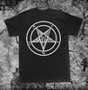 T-shirt Pentagramma 230 Gsm 100% Cotone Punk Fai da te Occulto Gotico Malvagio Satana Testa di Capra Baphomet Satanico Teschio di Capra Voodoo Metallo Diavolo Stregoneria Wicca De
