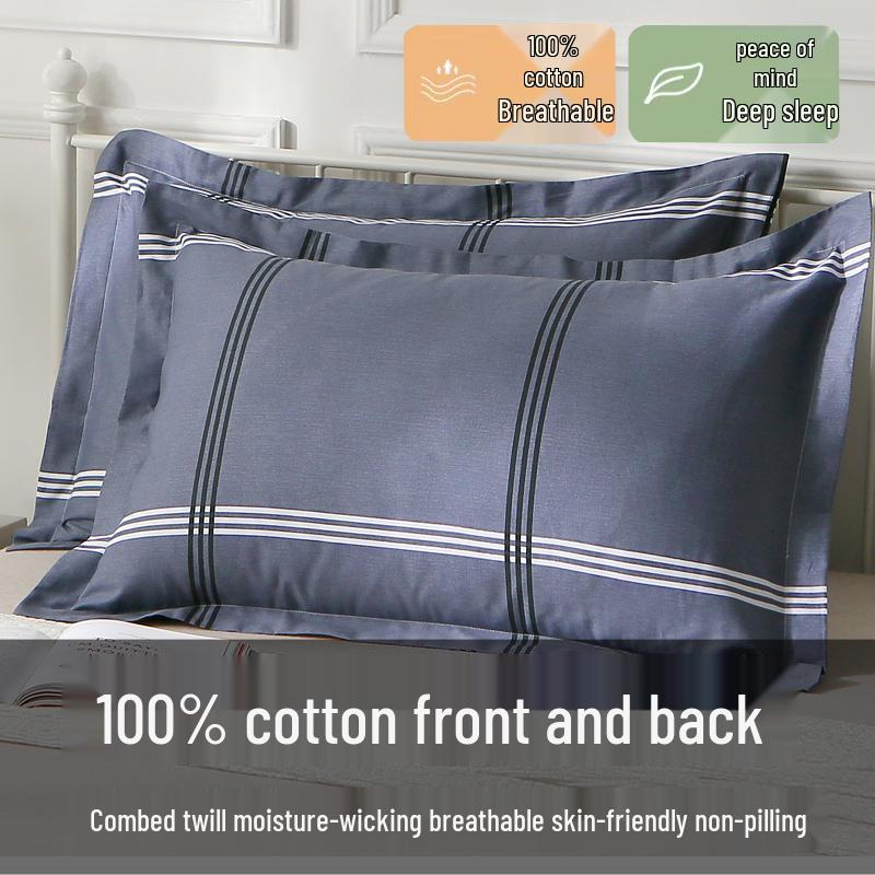 Set of Two 100% Cotton Large Pillowcases, Thick 48x74cm for Home Use
