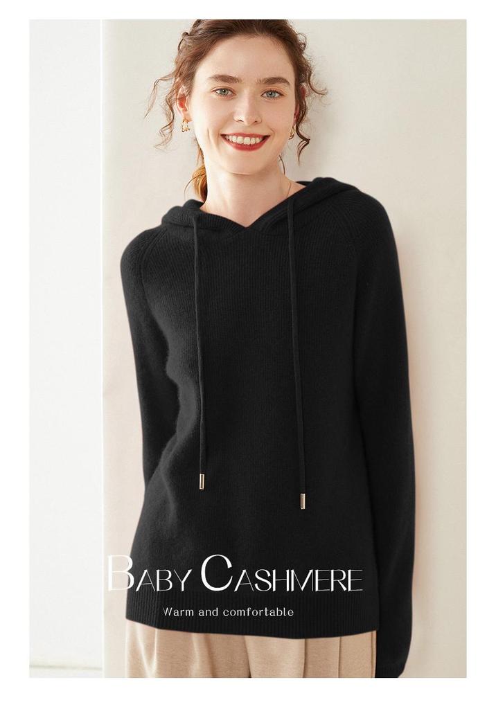 2024 Autumn/Winter Women's Cashmere Hoodie: Slimming, Loose, Versatile Knitwear