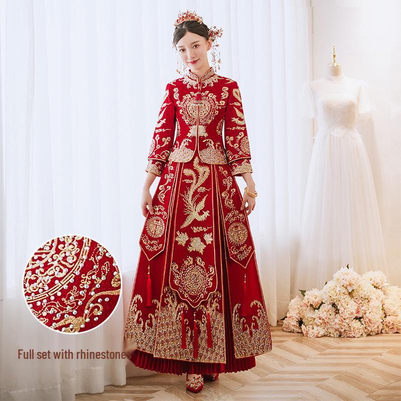 2026 Neues Xiuhe Brautkleid: Chinesisches Hochzeitskleid Drache Phönix, Set für Paare