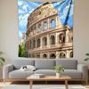 Roman Colosseum Cartoon Illustration Patterned Tapestry Decorative Wall Hanging, Home Bedroom Living Room Decor
