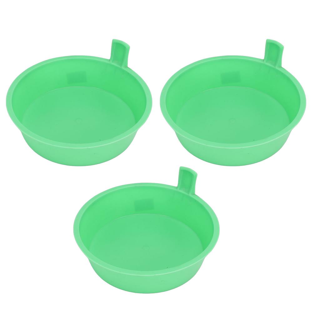 3 Pcs Feed Pan Thickened PP Plastic Round Livestock Feeder Bucket with Handle for Chicken Duck Goose