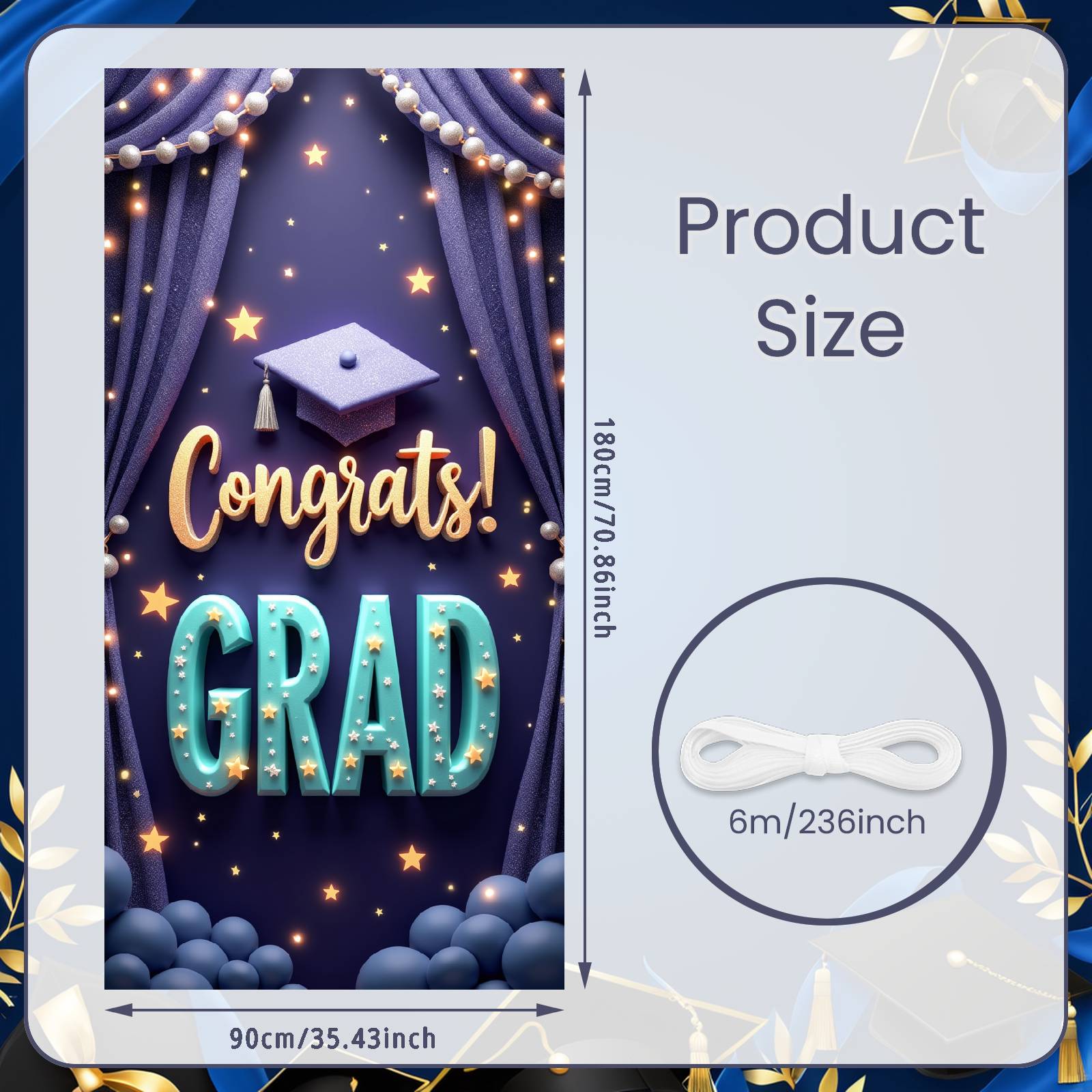 

Graduation Banner Sparkling Graduation Decor Grad Event Backdrop Festive Graduation Backdrop For Academic Event College Grad