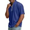 Top Pulóver Casual para Hombre de Manga Corta con Cremallera Media y Tejido de Canalé, Cuello Alto, Textura Suave, Corte Relajado, Camisa para Uso Diario