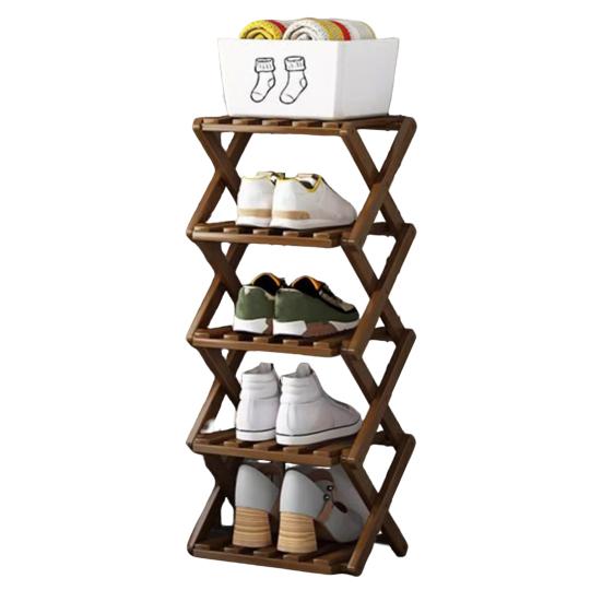 Mehrstöckiges schuhfreies Schuhregal, faltbar, schmal, Bambus-Schuhregal, platzsparend, Eck-Schuhorganizer für Eingangsbereich, Schrank, Wohnheim