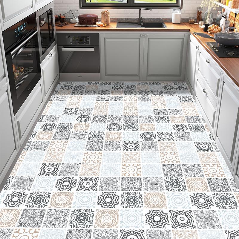 Dywan kuchenny z PVC, antypoślizgowy, olejoodporny, wodoodporny, duży dywan ze skóry, wzór kwiatowy, zmywalny, łatwy do czyszczenia