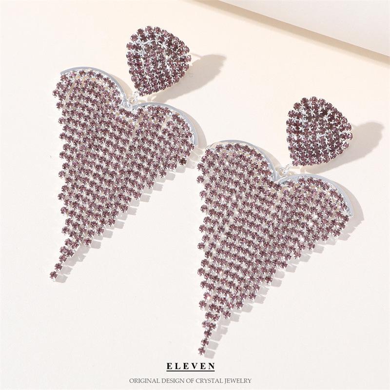 S925 Silver Needle Rhinestone Tassel Earrings - Exquisite Long Claw Chain with Colored Diamonds, European & American Style