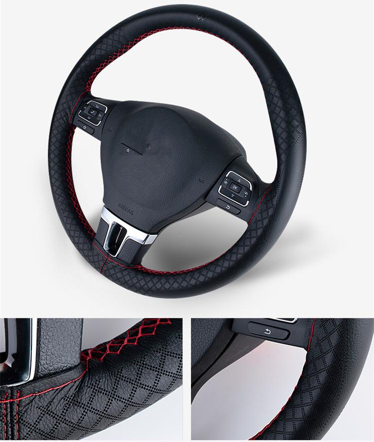 Car Steering Wheel Cover 38CM Manual Sewing Super-fiber Leather Anti-wear  Sweat-absorbent Breathable Car Styling Accessories