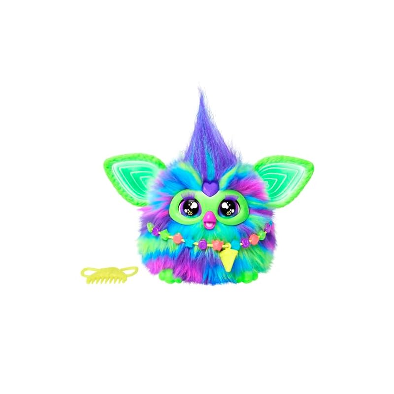 Hasbro Furby Aurora Glow-in-the-Dark, Voice-Activated Interactive Toy for Boys and Girls Ages 6+ with 15 Fashion Accessories, Animatronic, Motorized
