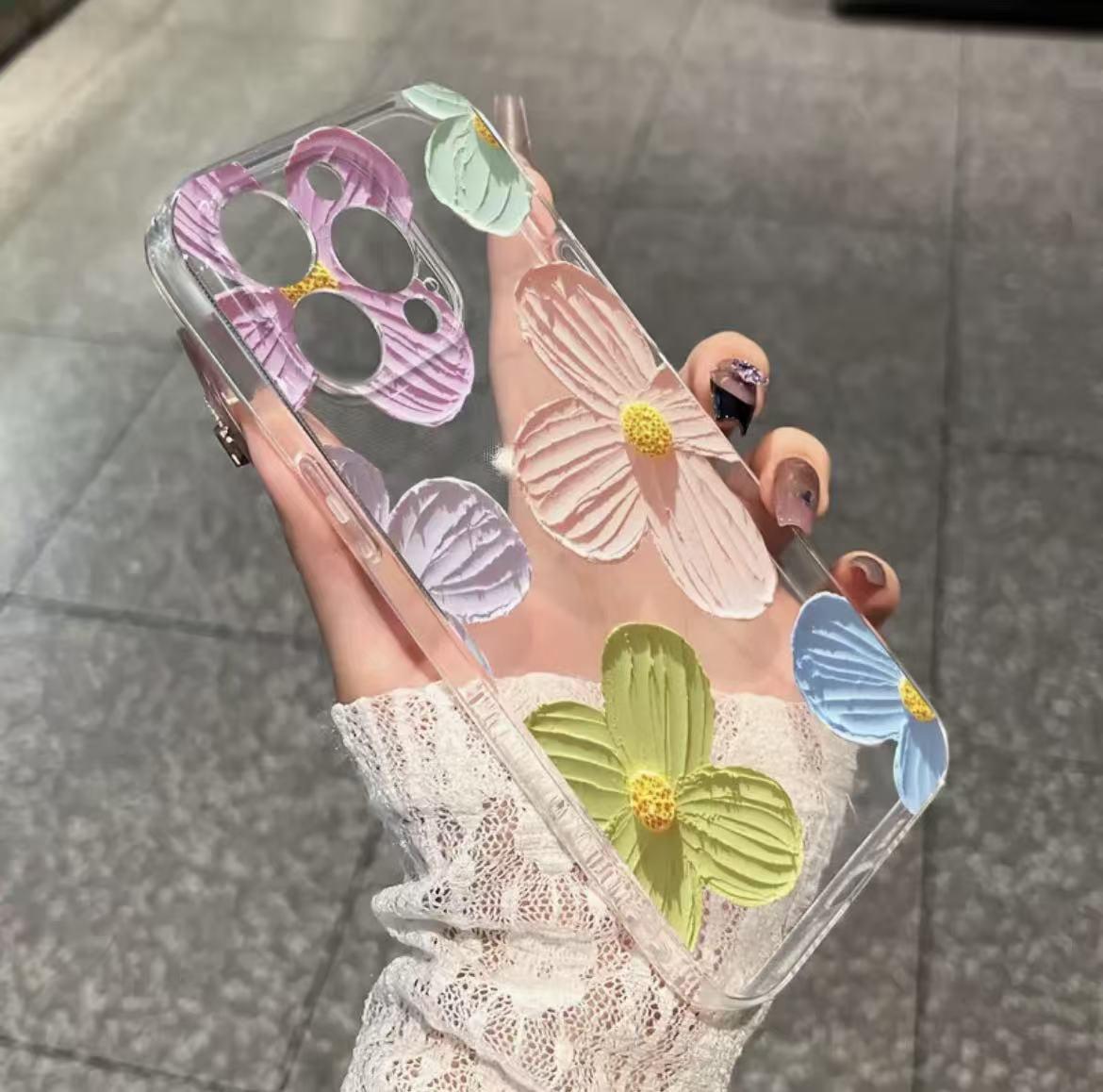 

Contrast Floral Phone Case for iPhone 17 Pro Max - European & American Style iPhone 12 Pro Max