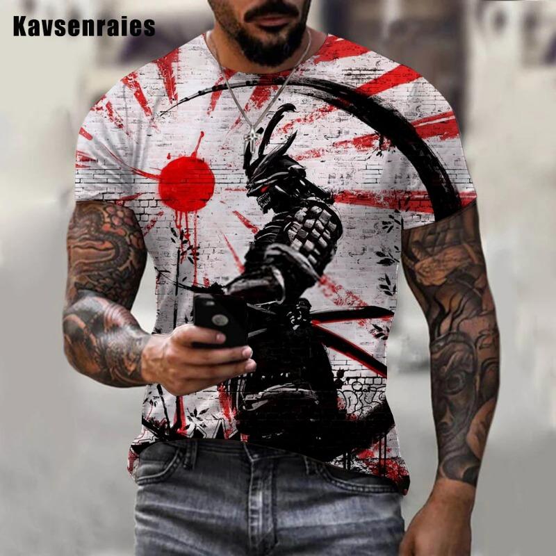 Men Women Fashion Harajuku 3D Samurai Printed T-shirt Casual Cool Trendy Large Size Short Sleeve O-Neck T-shirt