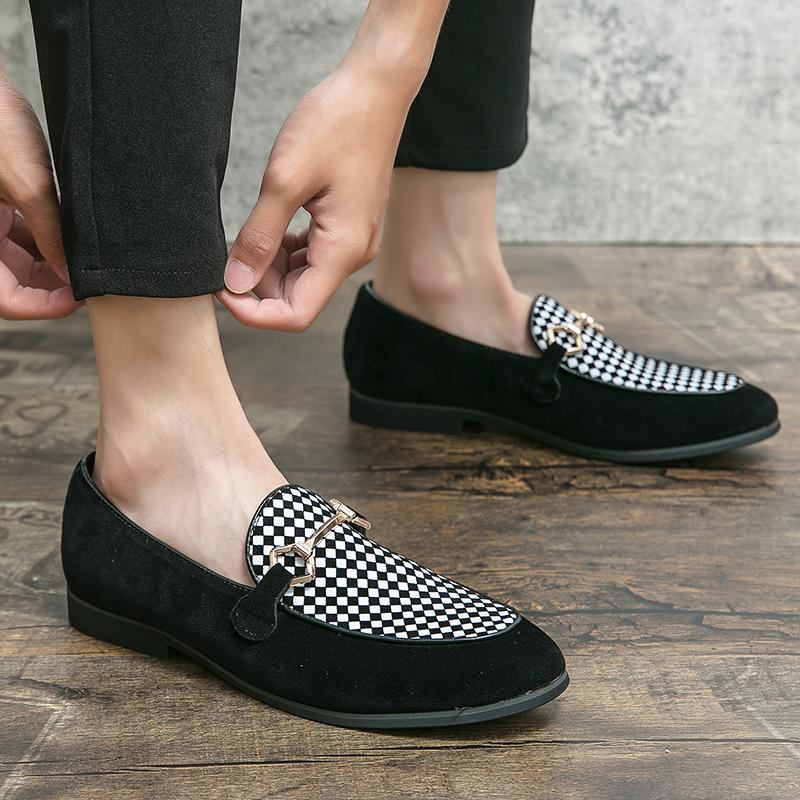Fashion Luxury Designer Pointed Grid Pattern Mixed Oxford Leather Shoes For Men Formal Wedding Prom Dress Homecoming Evening Footwear
