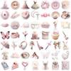 50 Sheets Ballet Style Pink Heart Stickers with Bow Knot for Journaling and DIY Decoration