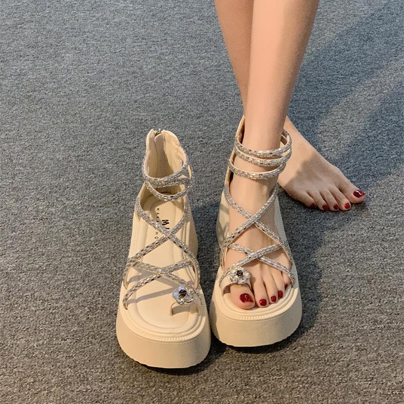 

Platform sandals women s summer new temperament with skirt versatile sandals trend 40 бежевий