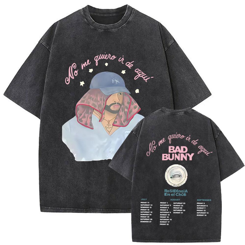 Washed Vintage Rapper Bad Bunny Un Verano Sin Ti Album Graphic Tshirt Men Women Hip Hop Fashion Pop Music T Shirts Streetwear