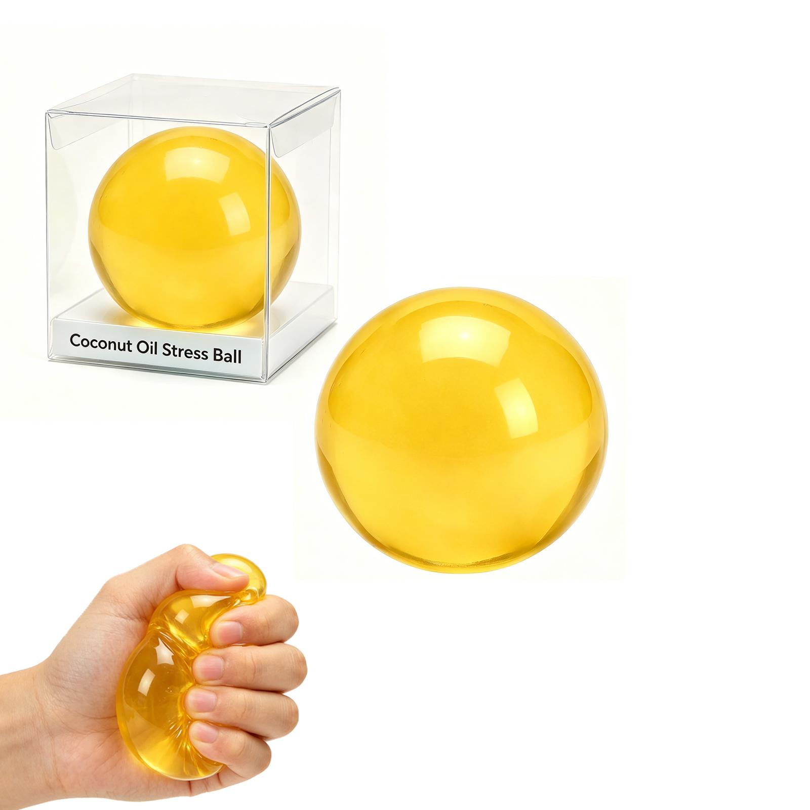 

Coconut Oil Stress Ball Soft Squeeze Round Toy for Hand Exercise and Anxiety Relief Durable Non-Toxic Material for Adults and Kids One Size жовтий