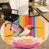 1PC Hummingbird Lotus Office Round Area Rug,  Mat Suitable ForOffice, Under Office Chairs Bedroom Living Room Home Decor, Room Deco