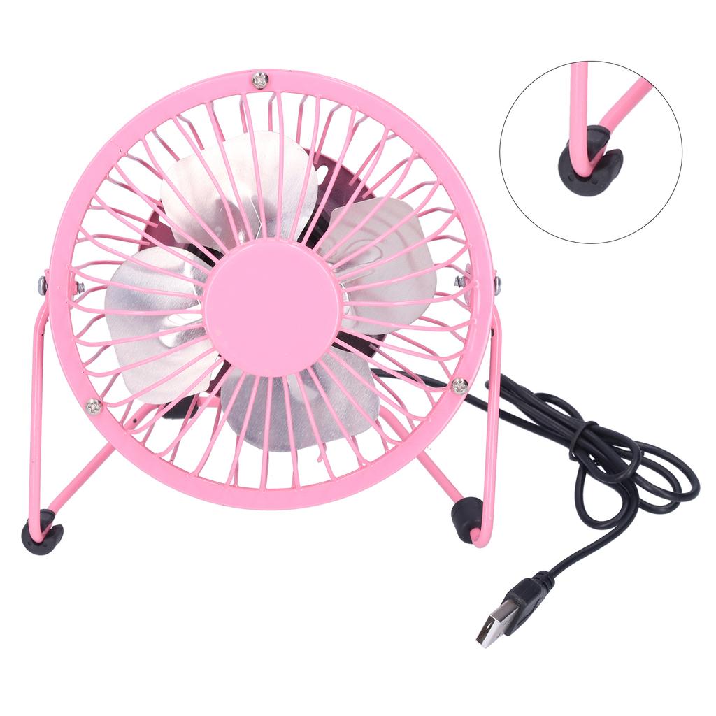 Mini Fan USB Portable Silent Aluminum Blade Home Office Desk Desktop Iron Crafts FansPink