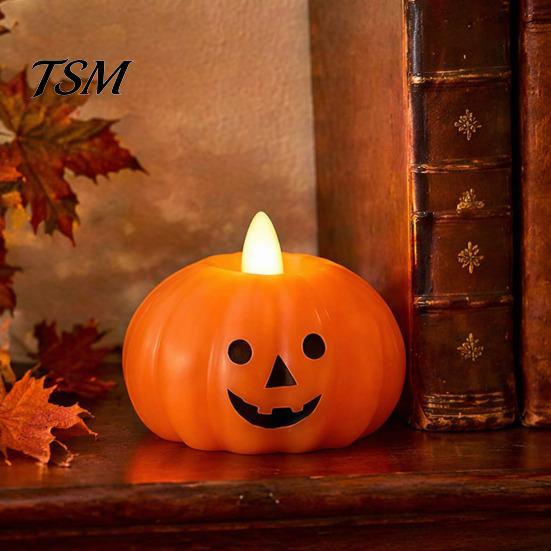 Stacked Pumpkin Lantern Halloween Flameless Fake Candle, Battery Operated Pumpkin/Ghost Candle Light, Fireplace Light LED Flickering Pillar for Dinner