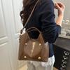 Versatile PU Leather Paw Print Shoulder Bags Solid Color Handheld Crossbody Bag Large Capacity Underarm Bags Women Girls AVE