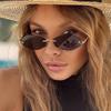 Diamond Shape Personalized Leopard Sunglasses  Rimless Cut Edge Sunglasses Uv Resistant Small Frame Uv400 Sunglasses