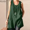 ZANZEA Summer Kaftan Tank Tops Women O-Neck Sleeveless Casual Pullover Tops