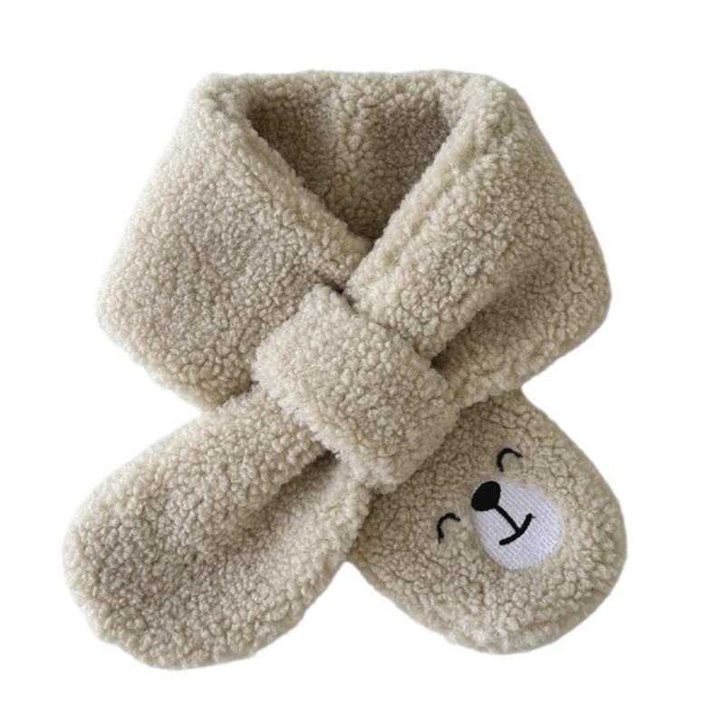 

Children s Soft Warm Scarf for Cold Weather Adorable Bear Designing Long Muffler Neck Warmer for Outdoor Play 1 бежевий