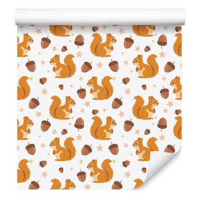 Squirrel Wallpaper White, Cream and Gold for Living Room and Bedroom 50x1000
