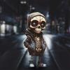 Black Skeleton Figurines Resin Skeleton Doll Cute Skull Statue  Car Instrument Panel