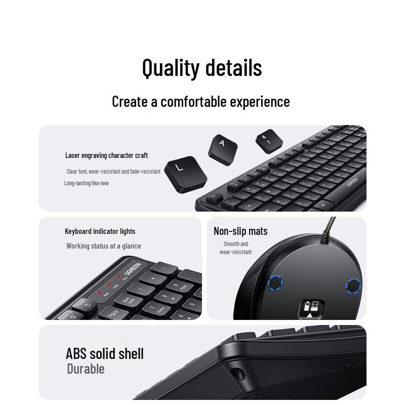 UGREEN MK331 Silent Wired Keyboard Mouse Combo
