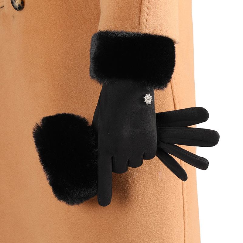 Gloves For Women In Autumn And Winter  Thickened With Velvet For Warmth