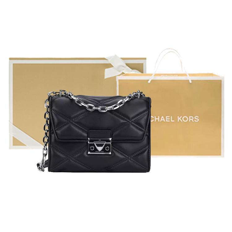 New MICHAEL KORS Cow Leather Chain Bag, Crossbody Handbag, Shoulder Bag Regular Women's Black 35S2SNRL2U-BLACK