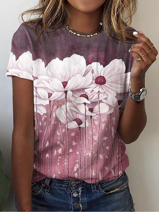 Women's T-shirt Floral Print 3D Digital Print New Women's T-shirt 3211 EMA