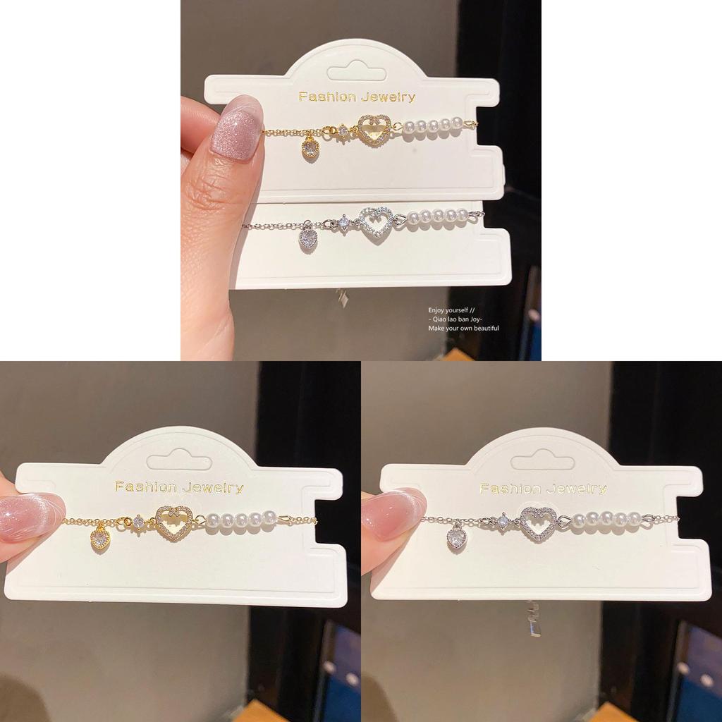 Jewelry Gift For Women Gold Plated Heart Pendant With Artificial Pearl And Zirconia