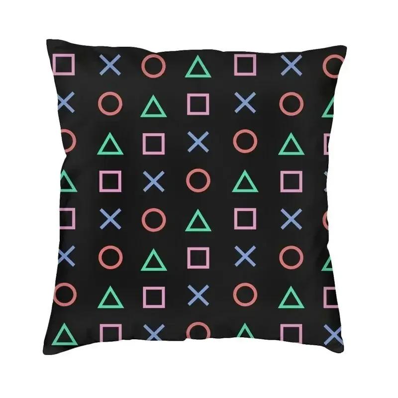 Home Decor Retro Gaming Icons Pattern Pillow Cover Pattern Cushion Cover Suitable for Sofa Bedroom Car Pillow Cover