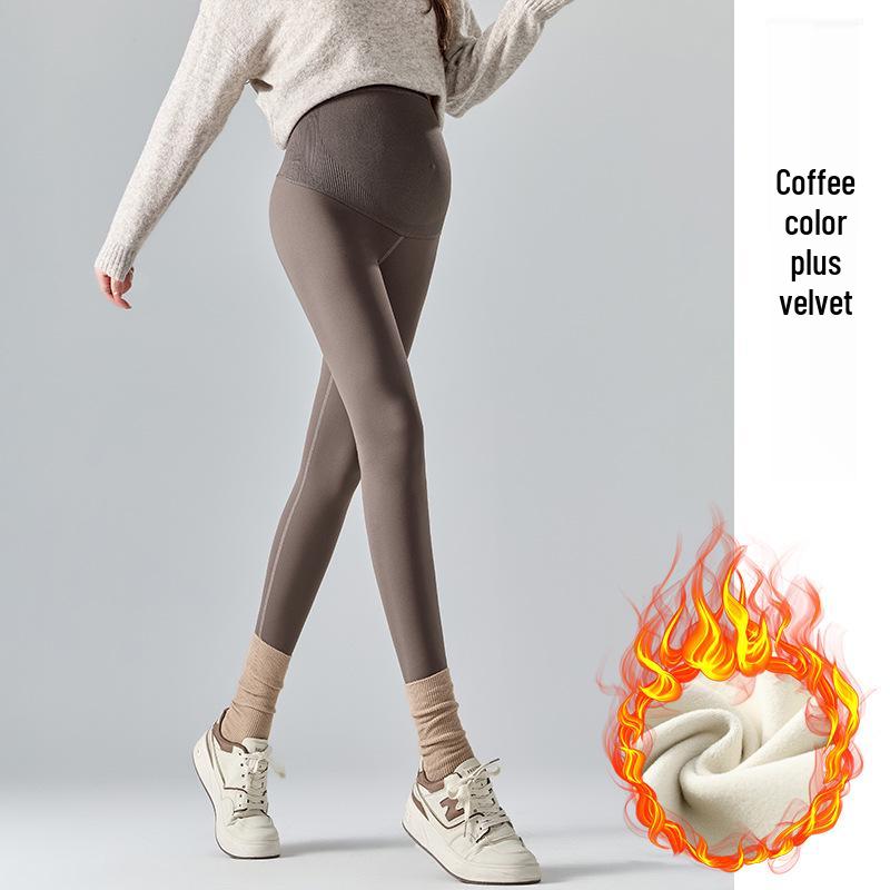 Colanți de maternitate cu căptușeală de lână, model rechin, gri închis - Suport abdominal și ridicare șolduri, pentru toamnă/iarnă, pantaloni de yoga pentru sarcină