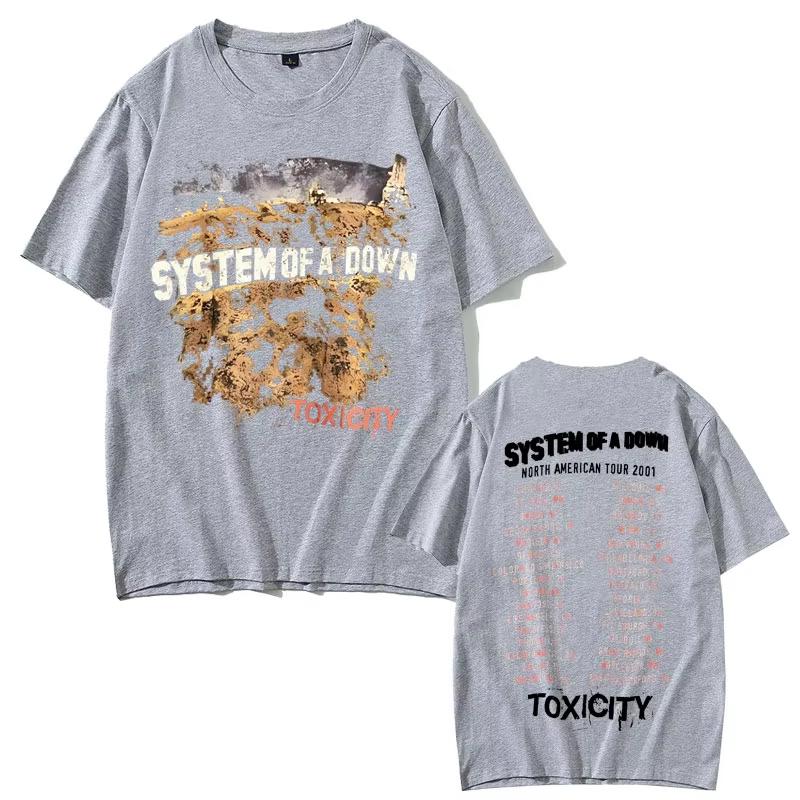 2026 Summer Fashion Trendy Tee Vintage Rock Band System of A Down Toxicity Tour T Shirt Men Women Gothic Punk Rock T-shirts