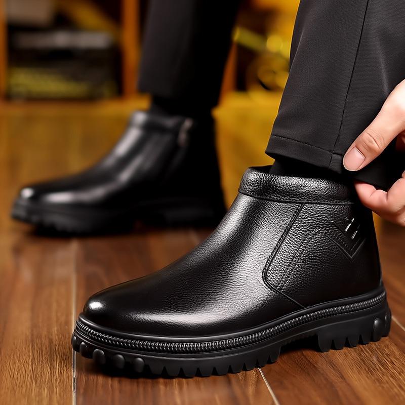 

FashionDesigner Зимние бархатные теплые ботинки на платформе для снега для мужчин Модные мужские хлопковые туфли с мягкой подошвой Новые нескользящие полусапожки для мужчин 38