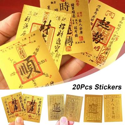 20 Stück Segen Glück Glück Aufkleber Guter Wunsch Feng Shui Gott des Reichtums Aufkleber Geschäft Fortuna Schatz Kleine Goldkarte