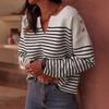 Women S Color Block Striped V Neck Long Sleeve Elegant Sweater
