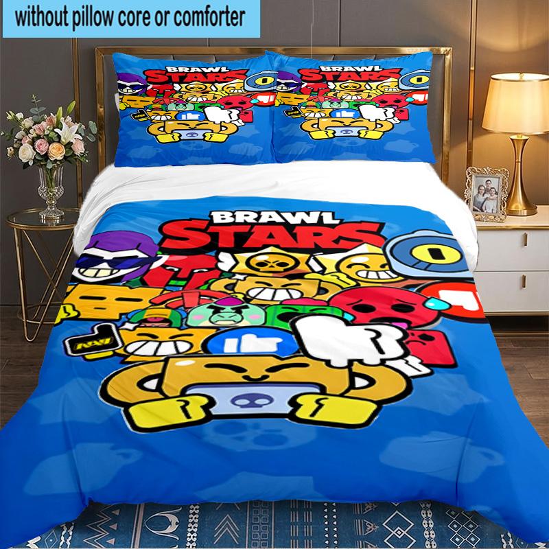 3PCS Brawl Stars Bedding Set,Including 1pc Duvet Cover And 2pcs Pillowcases Perfect for Bedroom, Dormitory, Large size Fan Christmas gift