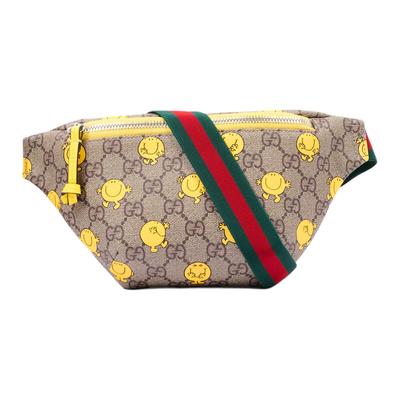 X Sig. Modello congiunto da uomo Little Miss GG Supreme Mr. Stampa felice classico vecchio fiore stampa all-over PU marsupio modello per bambini marrone