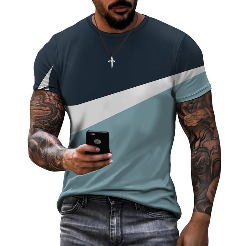 Fashionable men's round neck casual sports short sleeved shirt