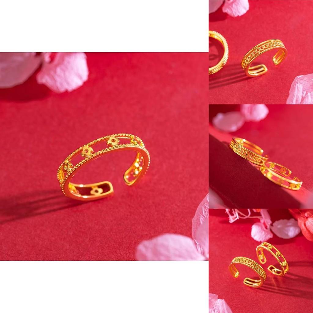 Fashionable Interlocking Open Ring Made From Gold Plated Brass Featuring A Chic Design For Women